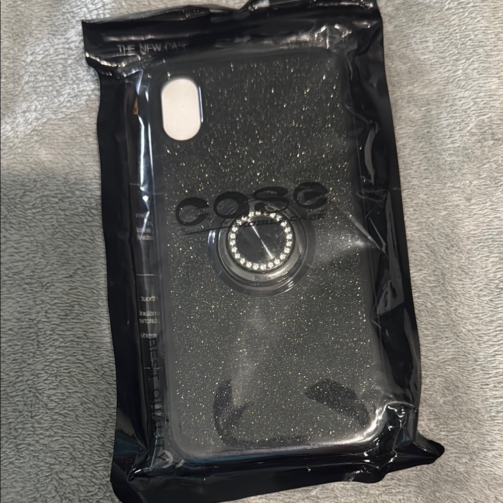 Black Glitter Phone with Ring Holder